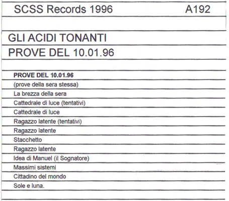 a192 gli acidi tonanti: prove del 10-01-96 1996 a192 gli acidi tonanti: prove del 10-01-96 1996